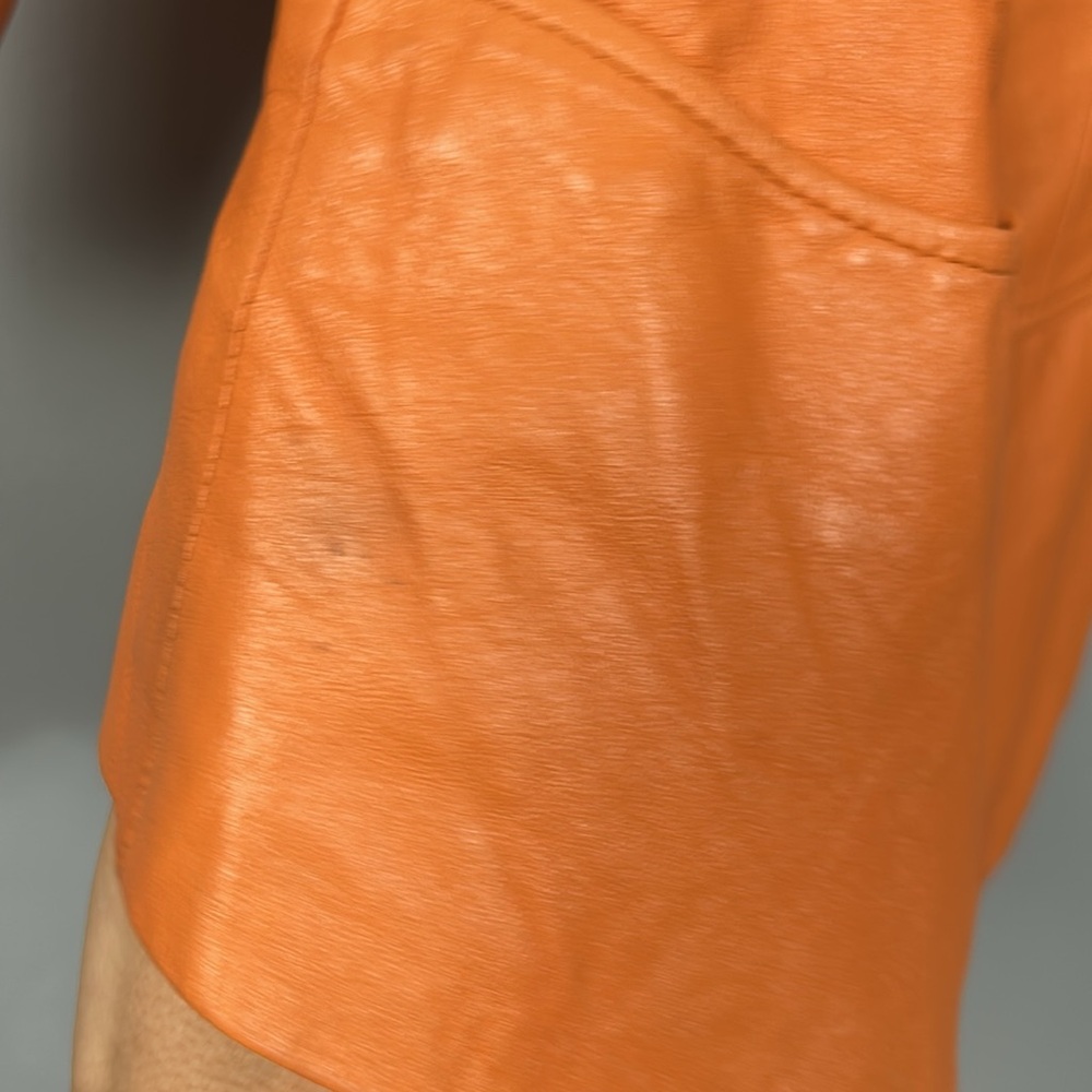 Aodier Orange Leather Women's Jacket size 40 XS to S - Picture 11 of 16